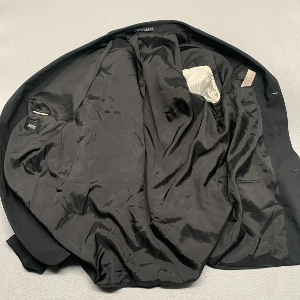 VTG Hugo Boss Einstein Sigma Wool Blazer Jacket 3-Button‎ Black Men 46L USA Made